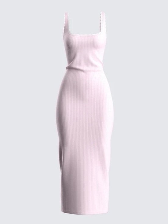 Finesse Dresses & Skirts - Ribbed Baby Pink Midi Dress